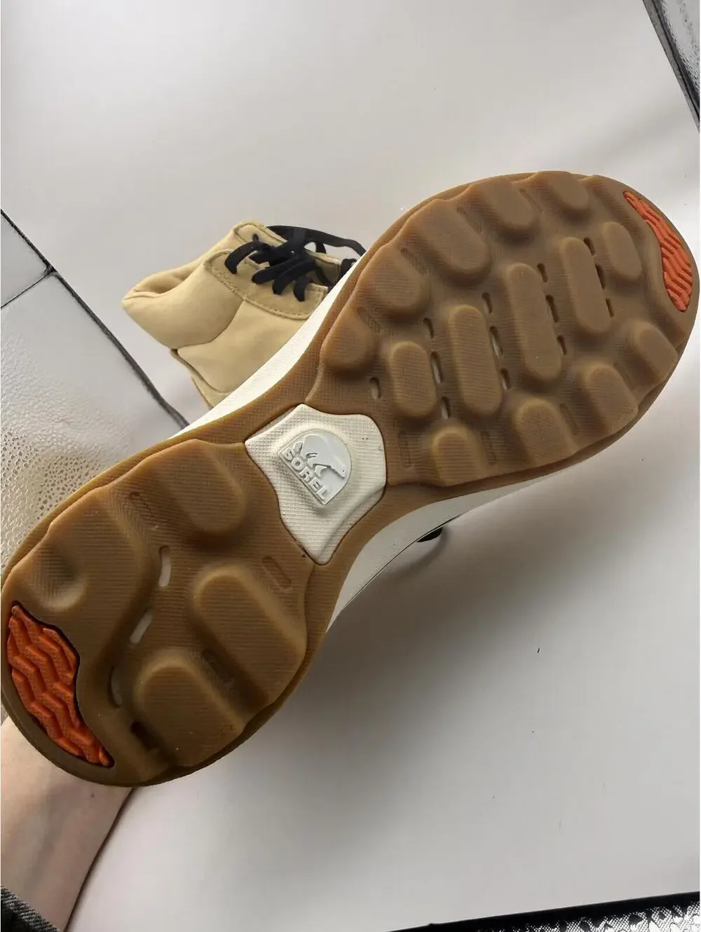 Sorel Beige Brown High-Top Sneakers Size 7 with Black Laces ONA 503 Mid Sneaker - Picture 3 of 11